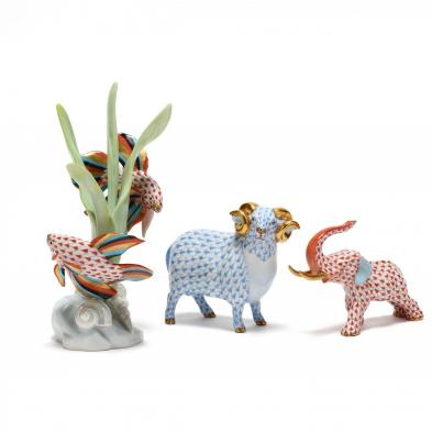 three-herend-porcelain-animal-figurines