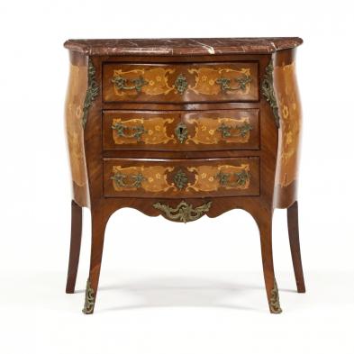 french-marquetry-inlaid-diminutive-marble-top-commode