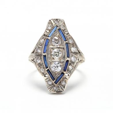 art-deco-white-gold-diamond-and-synthetic-sapphire-ring