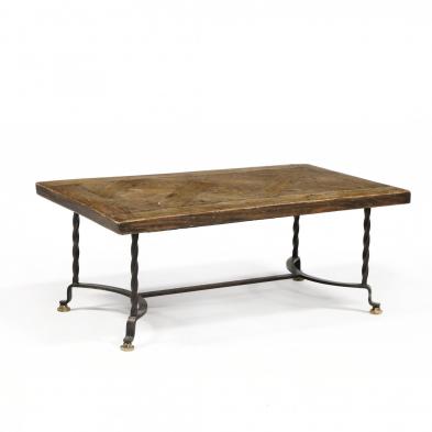 french-oak-and-iron-coffee-table