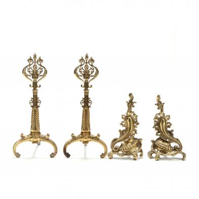 two-pair-of-brass-andirons