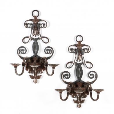 pair-of-spanish-style-wrought-metal-sconces