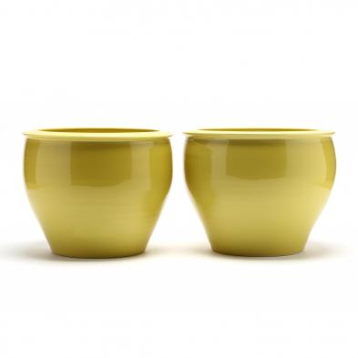 pair-of-contemporary-yellow-glazed-jardinieres