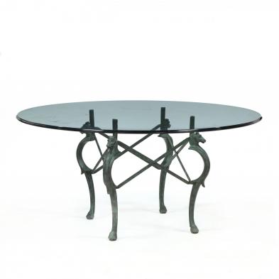 equestrian-theme-glass-and-iron-dining-table