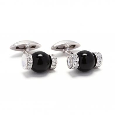 18kt-white-gold-black-onyx-and-diamond-cufflinks