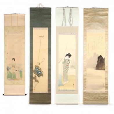 a-group-of-four-japanese-hanging-scrolls