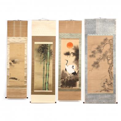 a-group-of-four-japanese-hanging-scrolls