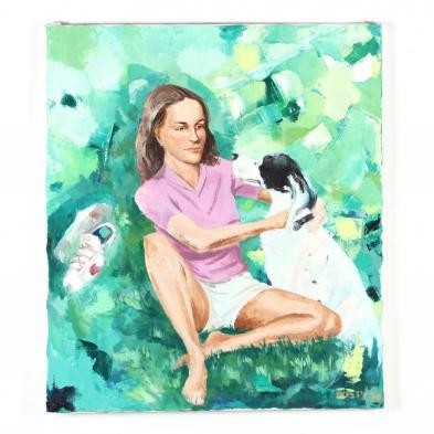 a-portrait-painting-of-a-woman-and-her-dog