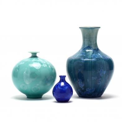 three-nc-pottery-crystalline-glazed-vases
