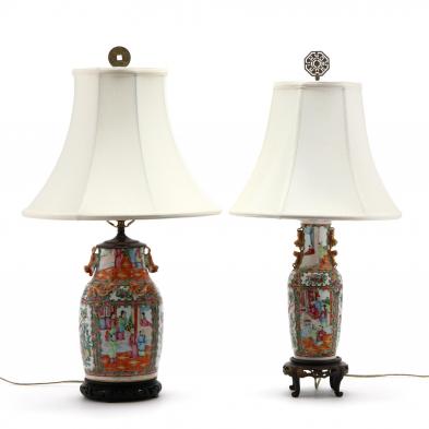 two-chinese-famille-rose-lamps