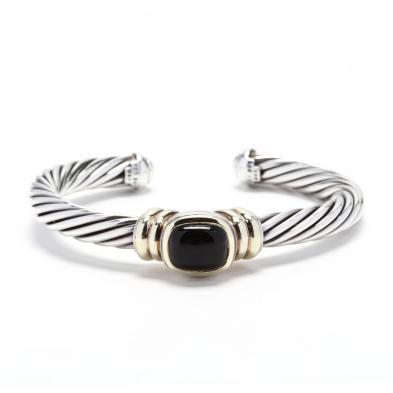 sterling-silver-14kt-gold-and-onyx-bracelet-david-yurman