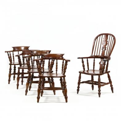 five-antique-english-armchairs