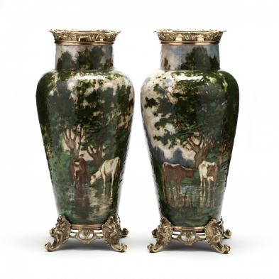 charles-volkmar-american-1841-1914-pair-of-ormolu-mounted-art-pottery-vases