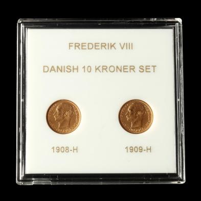 denmark-1908-h-and-1909-h-gold-10-kroner-set