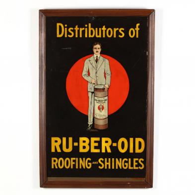 vinatge-framed-ru-ber-oid-roofing-tin-sign