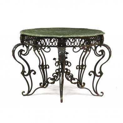 spanish-wrought-iron-marble-top-center-table