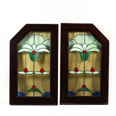 pair-of-vintage-architectural-stained-glass-windows
