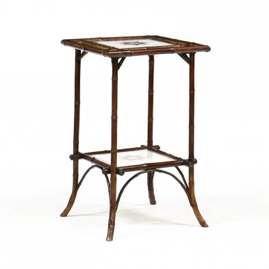 antique-bamboo-and-tile-side-table