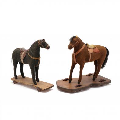 two-antique-child-s-horse-pull-toys