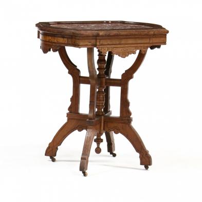 renaissance-revival-marble-top-walnut-side-table