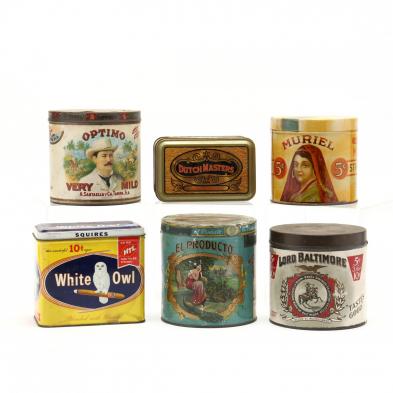 a-group-of-six-vintage-cigar-tins