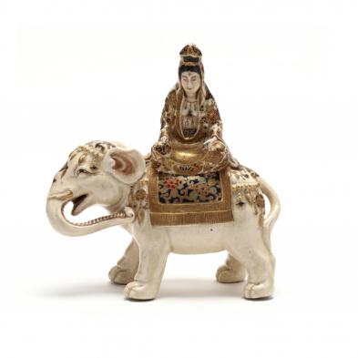 a-japanese-satsuma-sculpture-of-kannon-seated-on-an-elephant