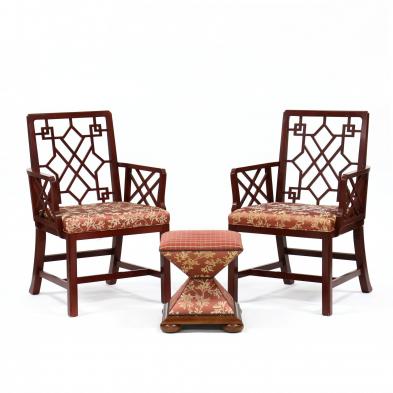 baker-pair-of-chinese-chippendale-style-armchairs-and-associated-footstool