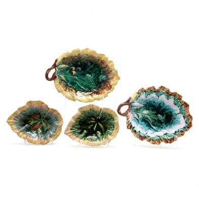 four-majolica-leaf-form-dishes