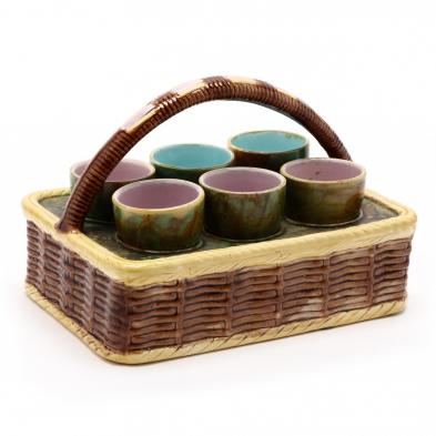 majolica-egg-cup-cruet-set