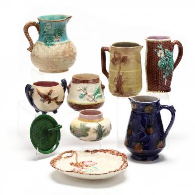 nine-pieces-of-antique-majolica