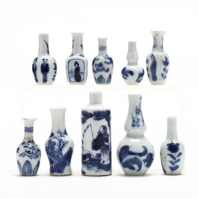a-collection-of-miniature-chinese-blue-and-white-vases