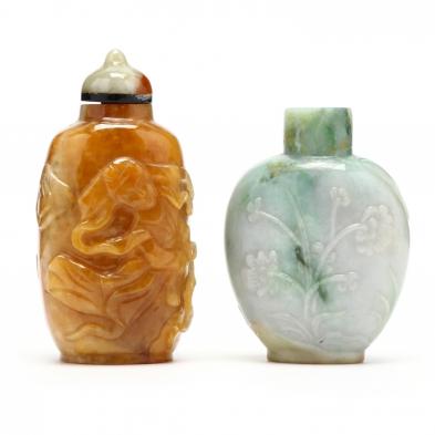 two-chinese-jade-hard-stone-snuff-bottles