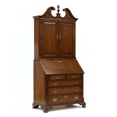 henkel-harris-chippendale-style-walnut-secretary-bookcase