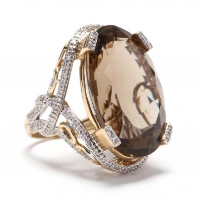 14kt-bi-color-gold-smoky-quartz-and-diamond-ring