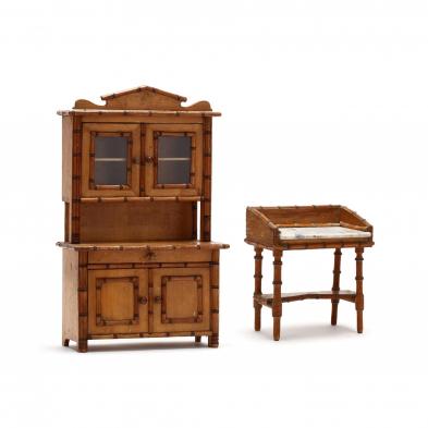 antique-miniature-faux-bamboo-cabinet-and-wash-stand