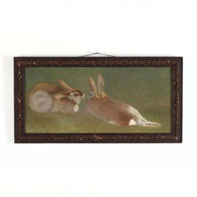 antique-pastel-painting-of-two-rabbits