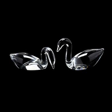 two-steuben-crystal-swans