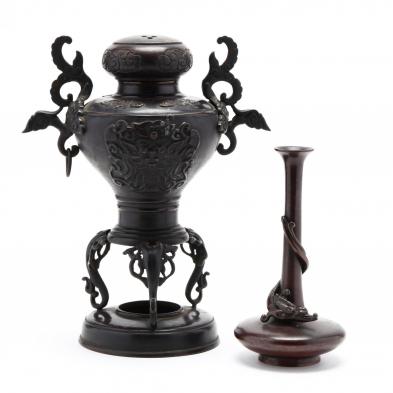 a-japanese-bronze-incense-burner-and-vase