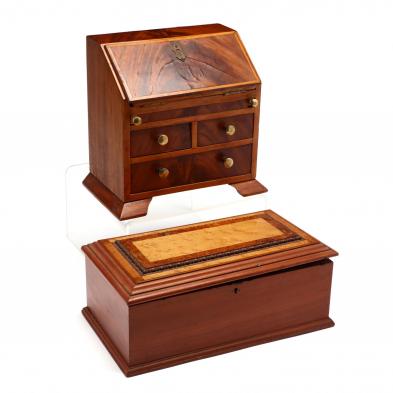antique-miniature-slant-front-desk-and-inlaid-box