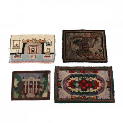 four-vintage-pictorial-hooked-rugs