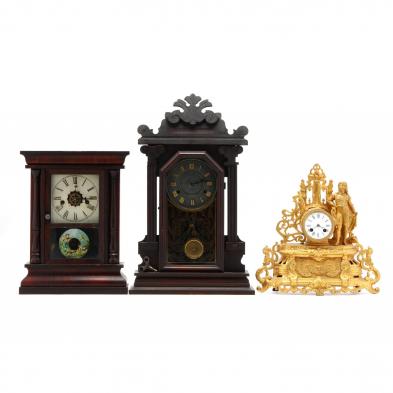 three-antique-mantel-clocks