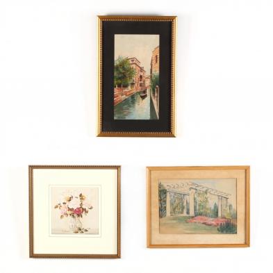 three-antique-vintage-continental-school-watercolors