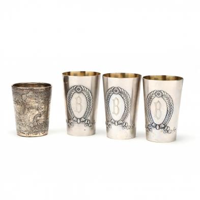 four-german-800-silver-beakers