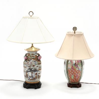 two-chinese-export-style-porcelain-table-lamps