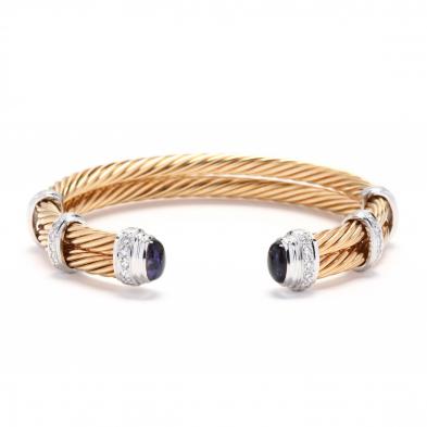 14kt-bi-color-gold-diamond-and-gem-set-cuff-bracelet
