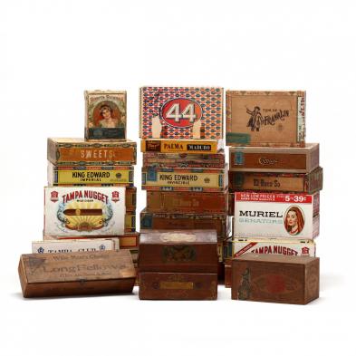large-grouping-of-vintage-cigar-boxes