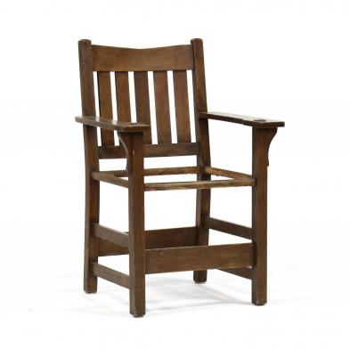 stickley-vintage-mission-oak-armchair
