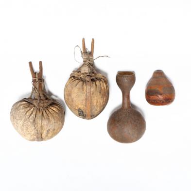 two-kenyan-turkana-fat-containers-and-two-african-etched-gourds