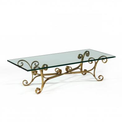 a-contemporary-gilt-iron-and-glass-coffee-table