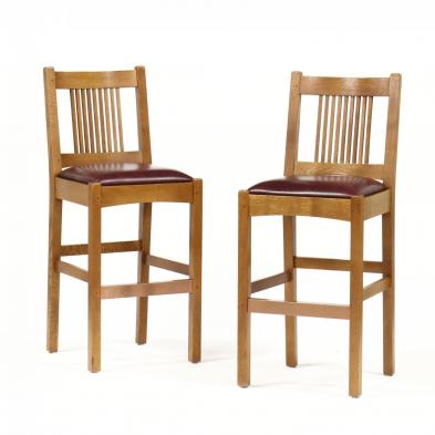 stickley-contemporary-pair-of-mission-oak-bar-stools